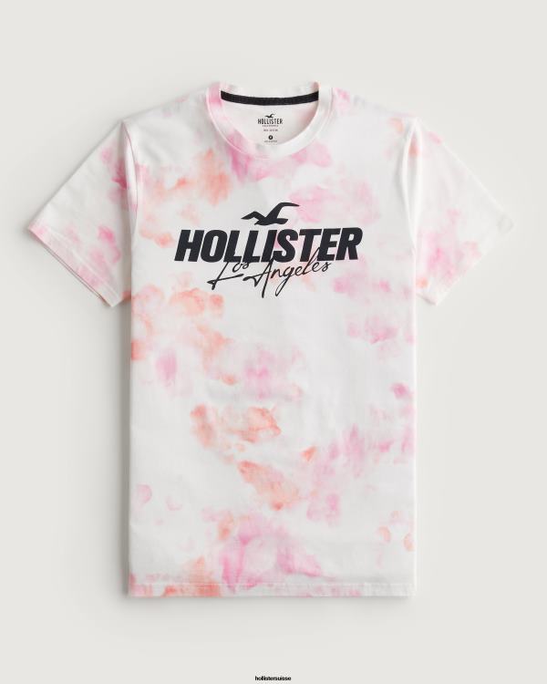 t-shirt graphique à logo Hommes tie-dye rose Hollister hauts RRRJX980