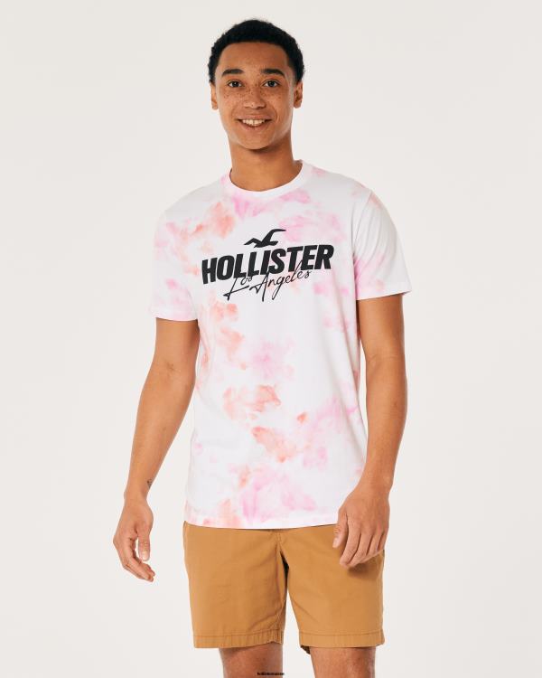 t-shirt graphique à logo Hommes tie-dye rose Hollister hauts RRRJX980