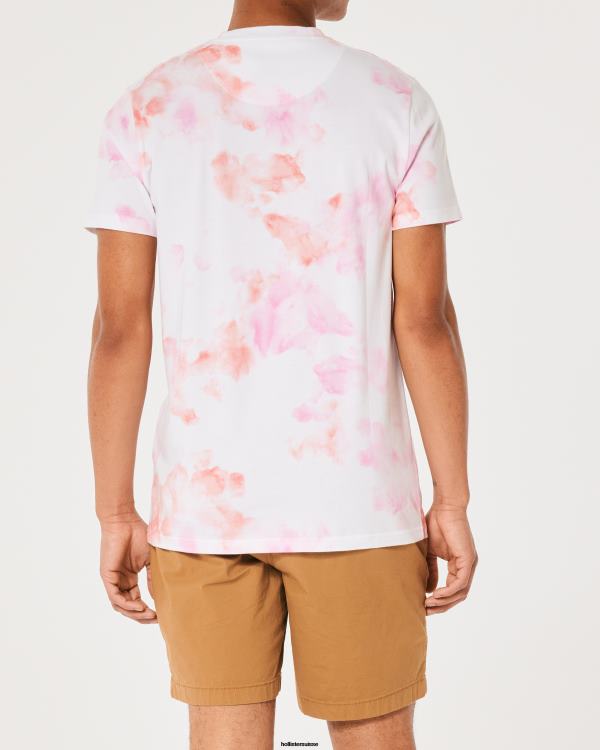 t-shirt graphique à logo Hommes tie-dye rose Hollister hauts RRRJX980