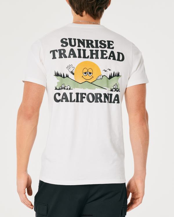 t-shirt graphique à logo Sunrise Trailhead Hommes blanc Hollister hauts RRRJX1055