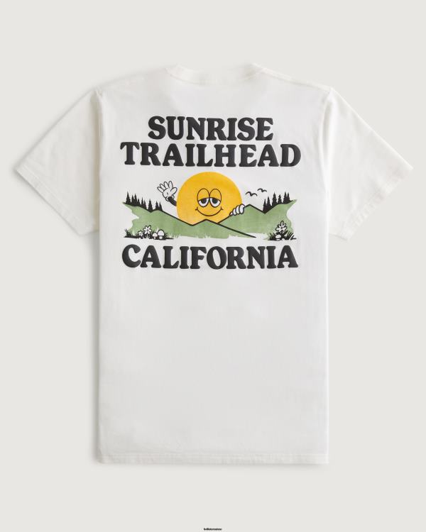 t-shirt graphique à logo Sunrise Trailhead Hommes blanc Hollister hauts RRRJX1055