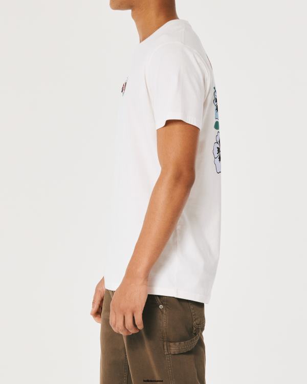 t-shirt graphique à logo floral décontracté Hommes blanc Hollister hauts RRRJX972