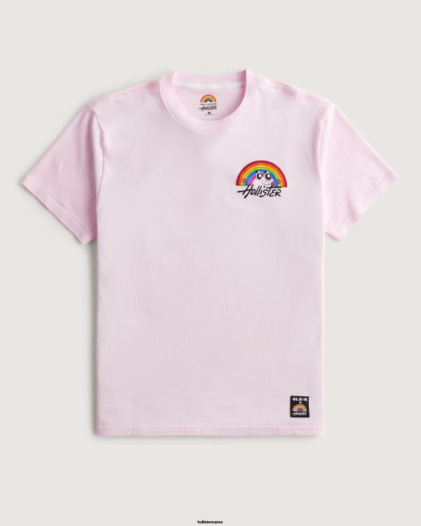 t-shirt graphique à logo pride Hommes rose Hollister hauts RRRJX888