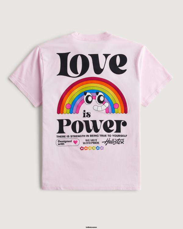 t-shirt graphique à logo pride Hommes rose Hollister hauts RRRJX888