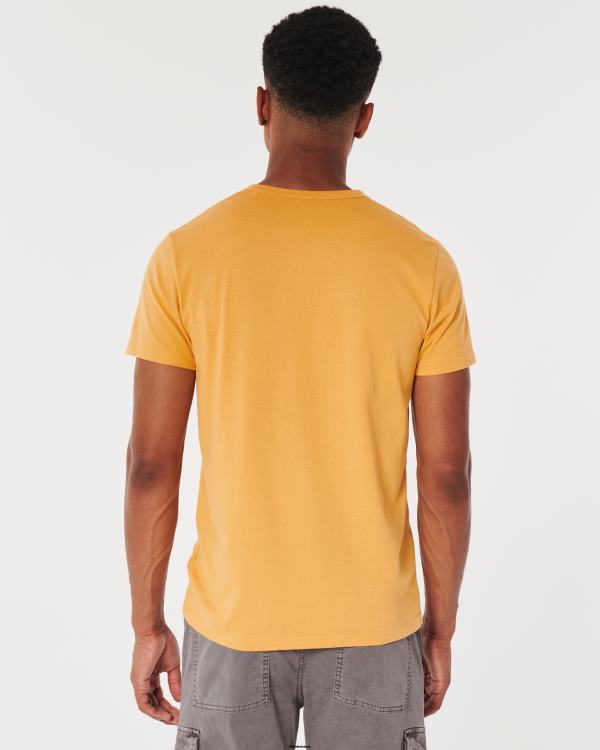 t-shirt graphique à logo universitaire Hommes jaune foncé Hollister hauts RRRJX885
