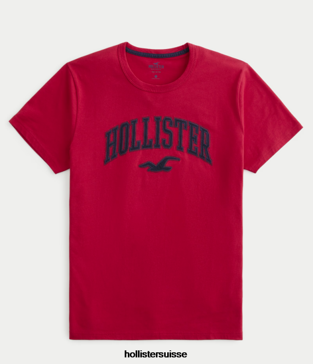 t-shirt graphique à logo universitaire Hommes rouge Hollister hauts RRRJX947