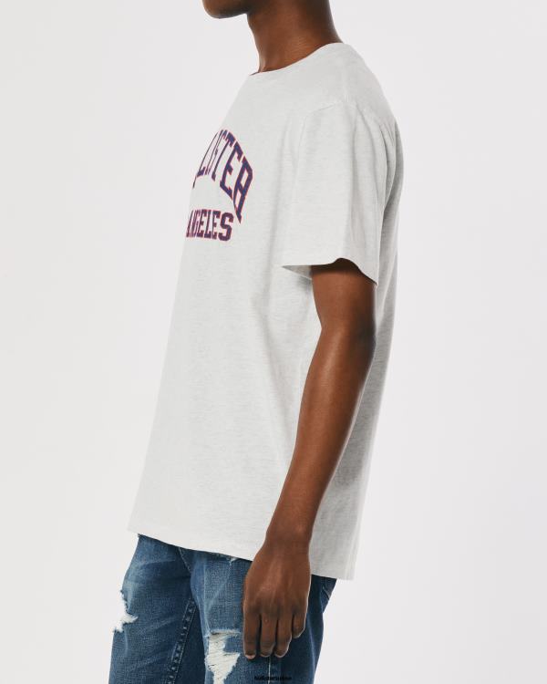 t-shirt graphique à logo universitaire décontracté Hommes gris chiné clair Hollister hauts RRRJX1078