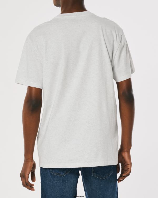 t-shirt graphique à logo universitaire décontracté Hommes gris chiné clair Hollister hauts RRRJX1078