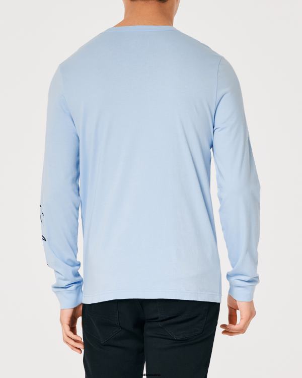 t-shirt graphique à manches longues Hommes bleu clair Hollister hauts RRRJX826