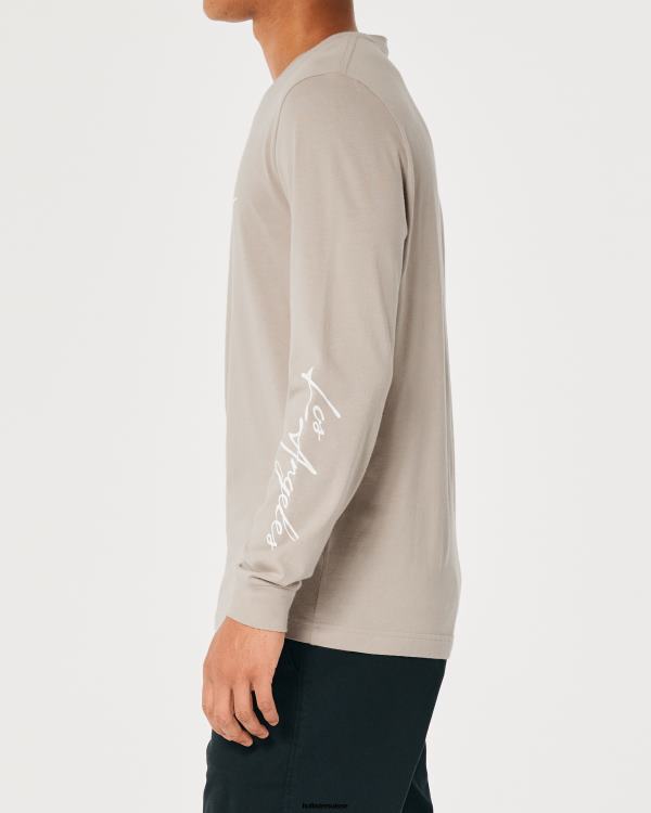 t-shirt graphique à manches longues Hommes brun clair Hollister hauts RRRJX848