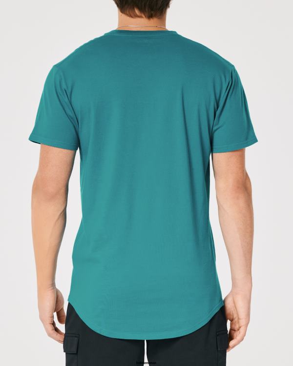 t-shirt graphique à ourlet arrondi Hommes Sarcelle foncée Hollister hauts RRRJX870