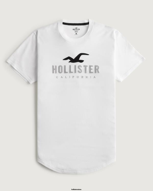 t-shirt graphique à ourlet arrondi Hommes blanc Hollister hauts RRRJX959