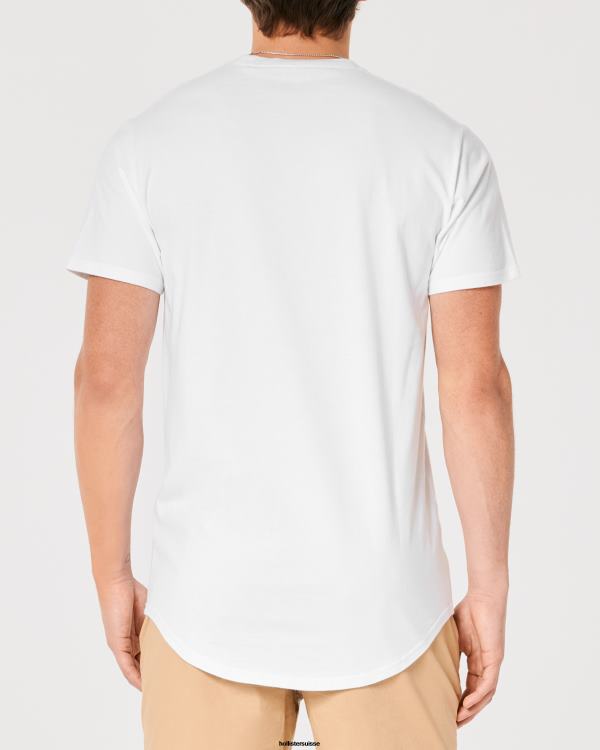 t-shirt graphique à ourlet arrondi Hommes blanc Hollister hauts RRRJX959