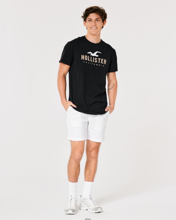 t-shirt graphique à ourlet arrondi Hommes noir Hollister hauts RRRJX862