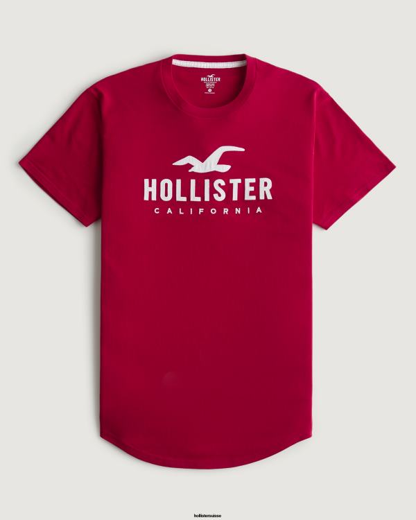 t-shirt graphique à ourlet arrondi Hommes rouge Hollister hauts RRRJX926