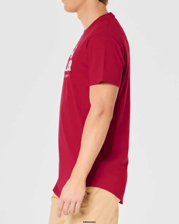 t-shirt graphique à ourlet arrondi Hommes rouge Hollister hauts RRRJX926