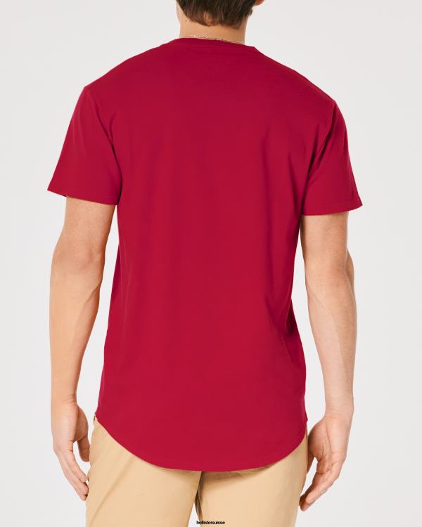 t-shirt graphique à ourlet arrondi Hommes rouge Hollister hauts RRRJX926