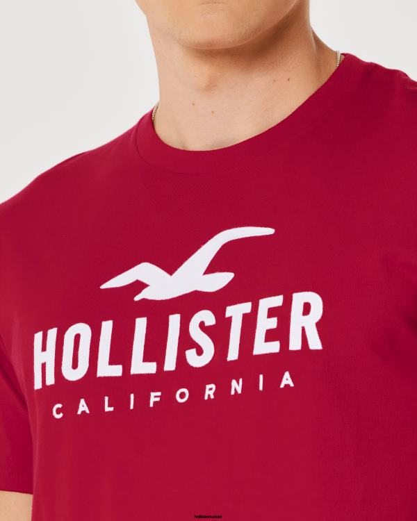 t-shirt graphique à ourlet arrondi Hommes rouge Hollister hauts RRRJX926