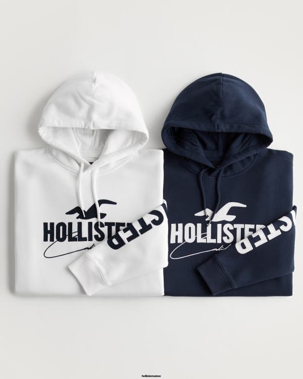 lot de 2 sweats à capuche graphiques Hommes Navet blanc Hollister hauts RRRJX928