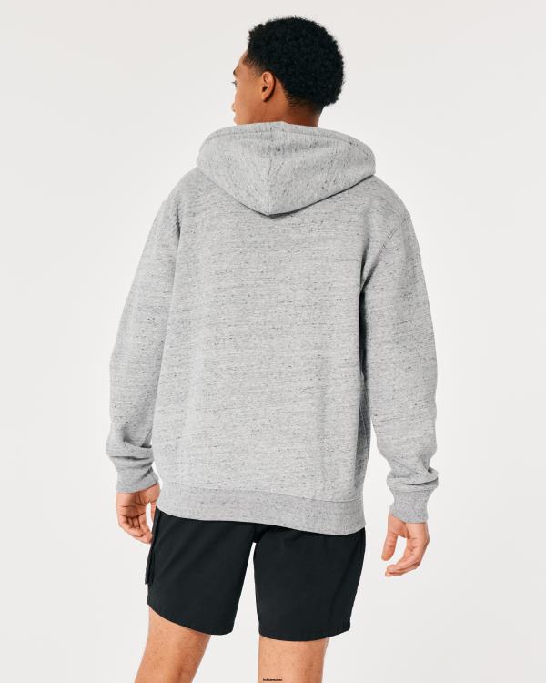 sweat à capuche décontracté à fermeture éclair Hommes gris chiné clair Hollister hauts RRRJX942