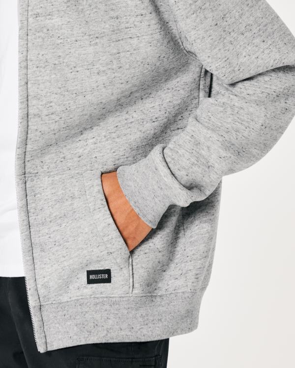 sweat à capuche décontracté à fermeture éclair Hommes gris chiné clair Hollister hauts RRRJX942