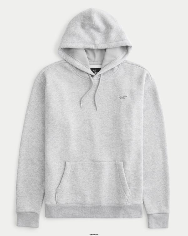sweat à capuche feel good icon Hommes gris chiné avec icône Hollister hauts RRRJX1040