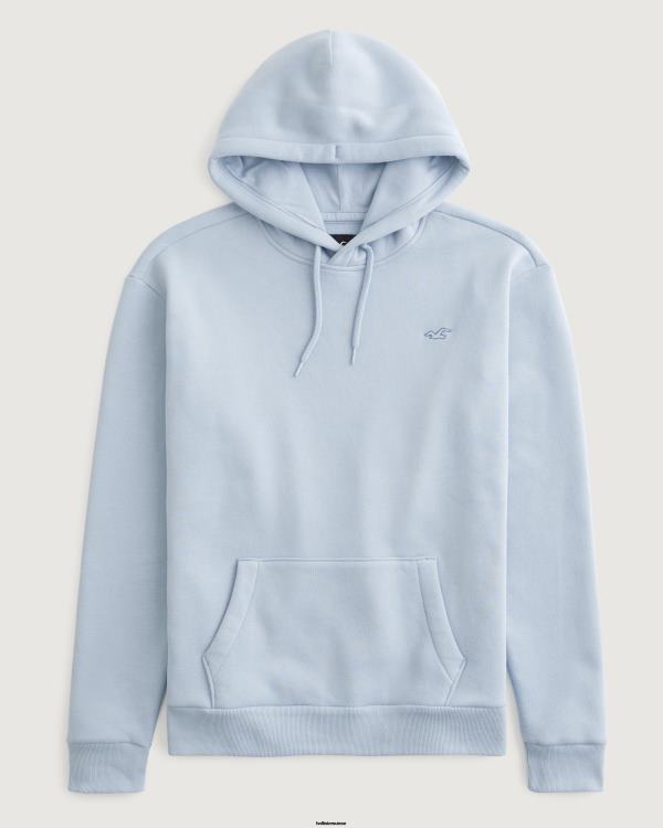sweat à capuche iconique Hommes bleu clair avec icône Hollister hauts RRRJX1027