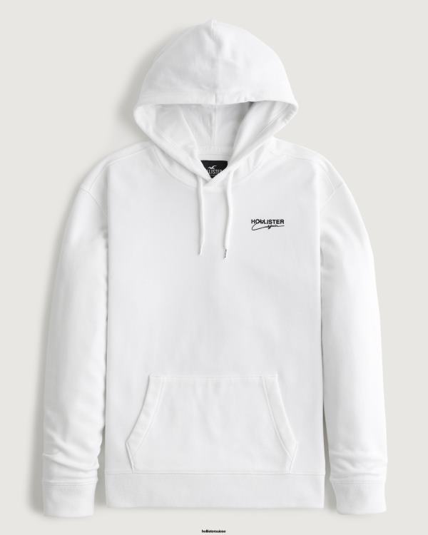 sweat à capuche à logo Hommes blanc Hollister hauts RRRJX871
