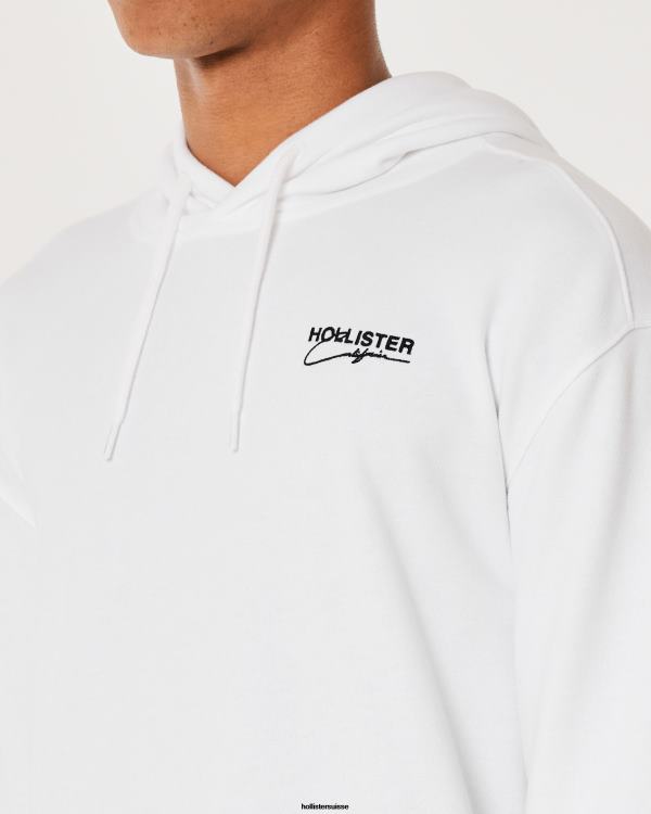 sweat à capuche à logo Hommes blanc Hollister hauts RRRJX871