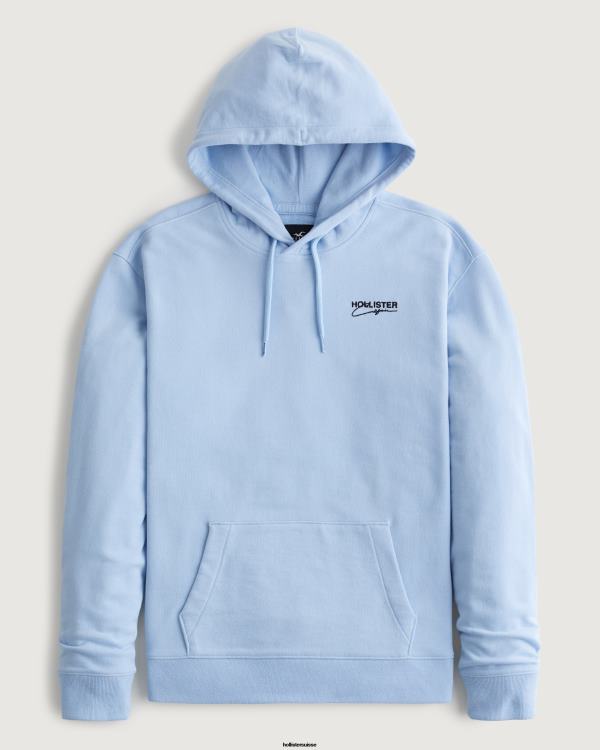 sweat à capuche à logo Hommes bleu clair Hollister hauts RRRJX816