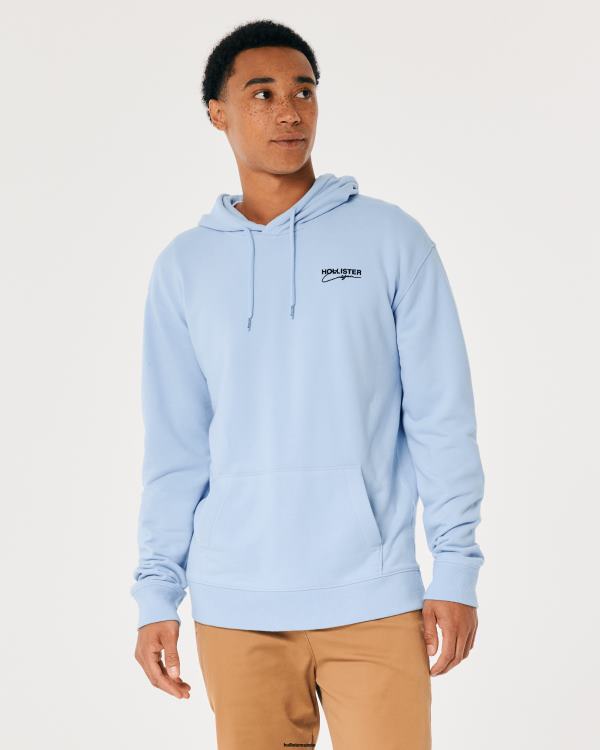 sweat à capuche à logo Hommes bleu clair Hollister hauts RRRJX816