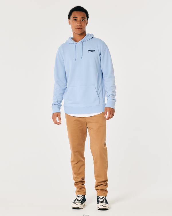 sweat à capuche à logo Hommes bleu clair Hollister hauts RRRJX816