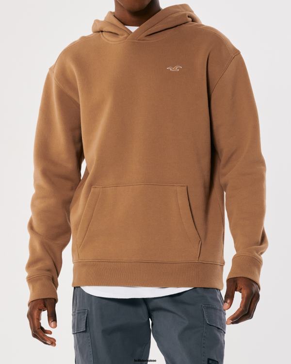 sweat à capuche à logo Hommes brun Hollister hauts RRRJX890