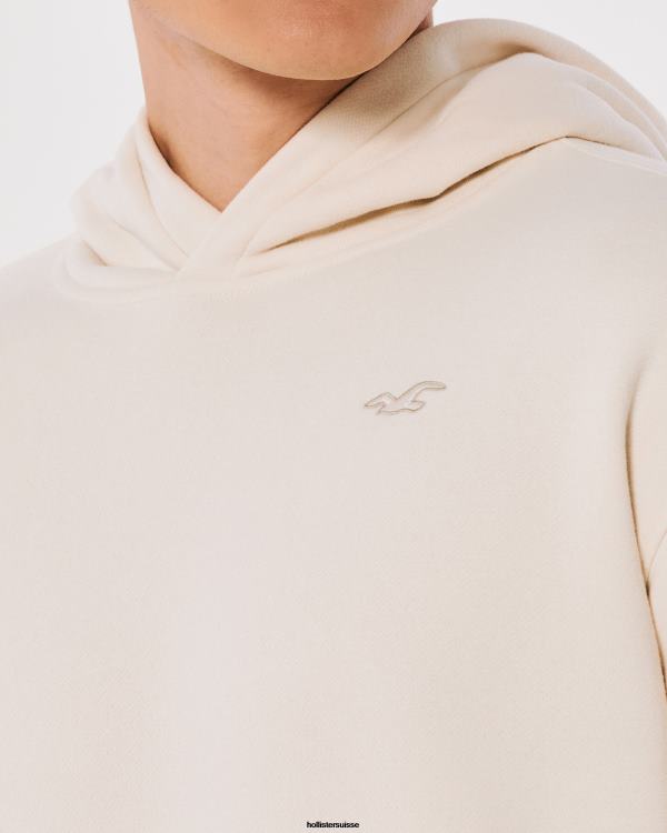 sweat à capuche à logo Hommes crème Hollister hauts RRRJX941