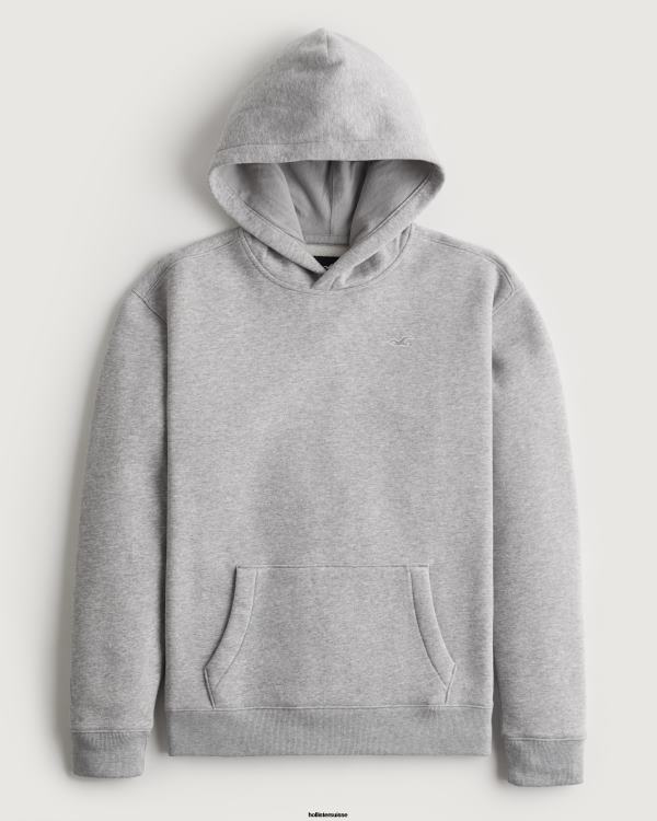 sweat à capuche à logo Hommes gris chiné Hollister hauts RRRJX896