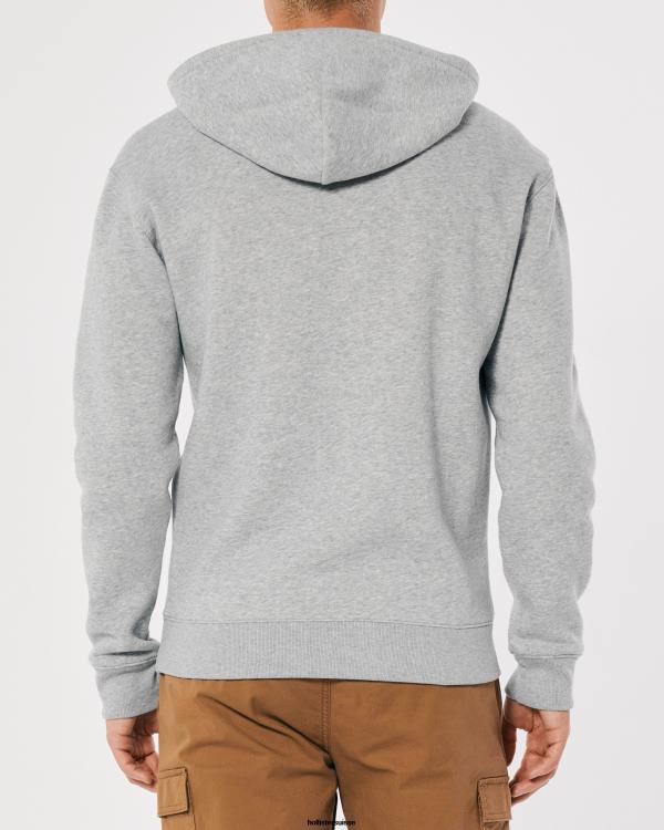 sweat à capuche à logo Hommes gris chiné Hollister hauts RRRJX896
