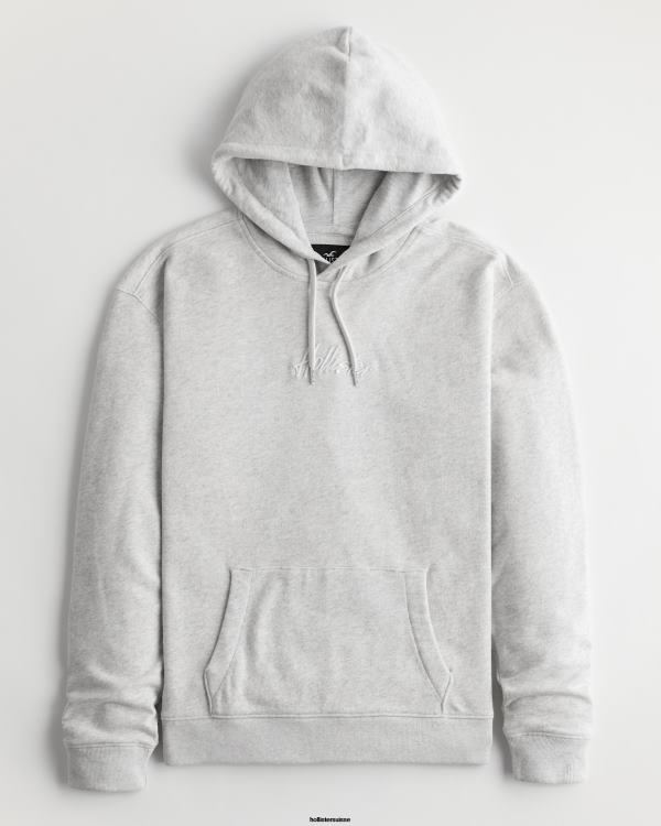 sweat à capuche à logo Hommes gris chiné clair Hollister hauts RRRJX839